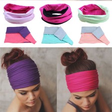 Women Ladies Fashion Colorful Stretchy Elastic Turban Headband Hair Band NEW