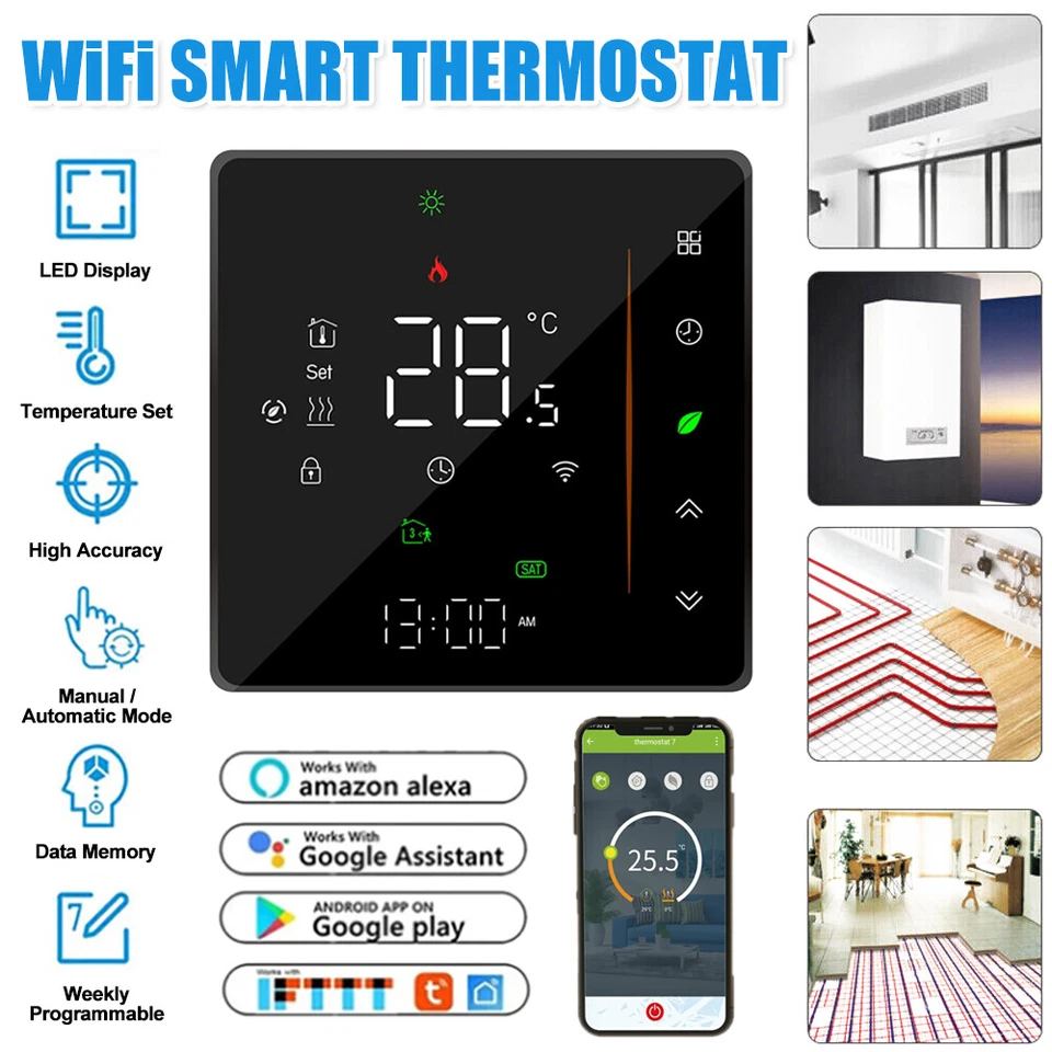 Digital Smart Thermostat Heizkörper WIFI Home Heizung Für App Alexa Google Raum/ - Bild 4 von 4