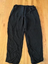 Citron Santa Monica Large Silk Lightweight Black Pants B7
