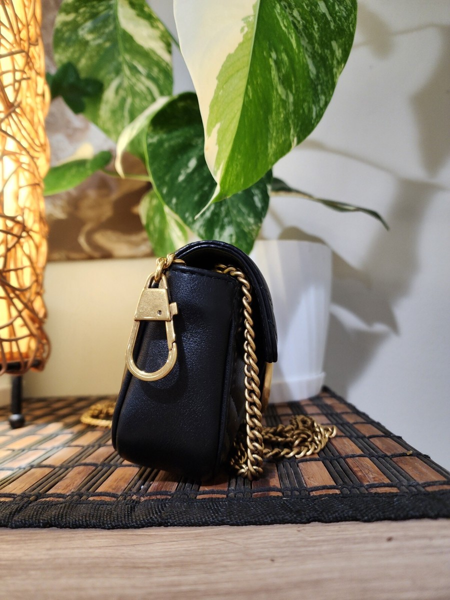 GUCCI GG Marmont Super Mini Shoulder Bag Black Matelasse GUCCI GG Marmont Super Mini Shoulder Bag Black Matelasse