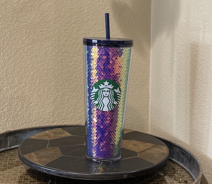 Starbucks 2020 Holiday Cold Cup Tumbler Venti Iridescent Purple Sequins