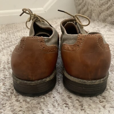 Steve Madden P-Camrin Leather Canvas Oxford Shoes Men’s 8M Brown Steve Madden Camrin Brown Leather Canvas Lace Up Oxfords  main image 3