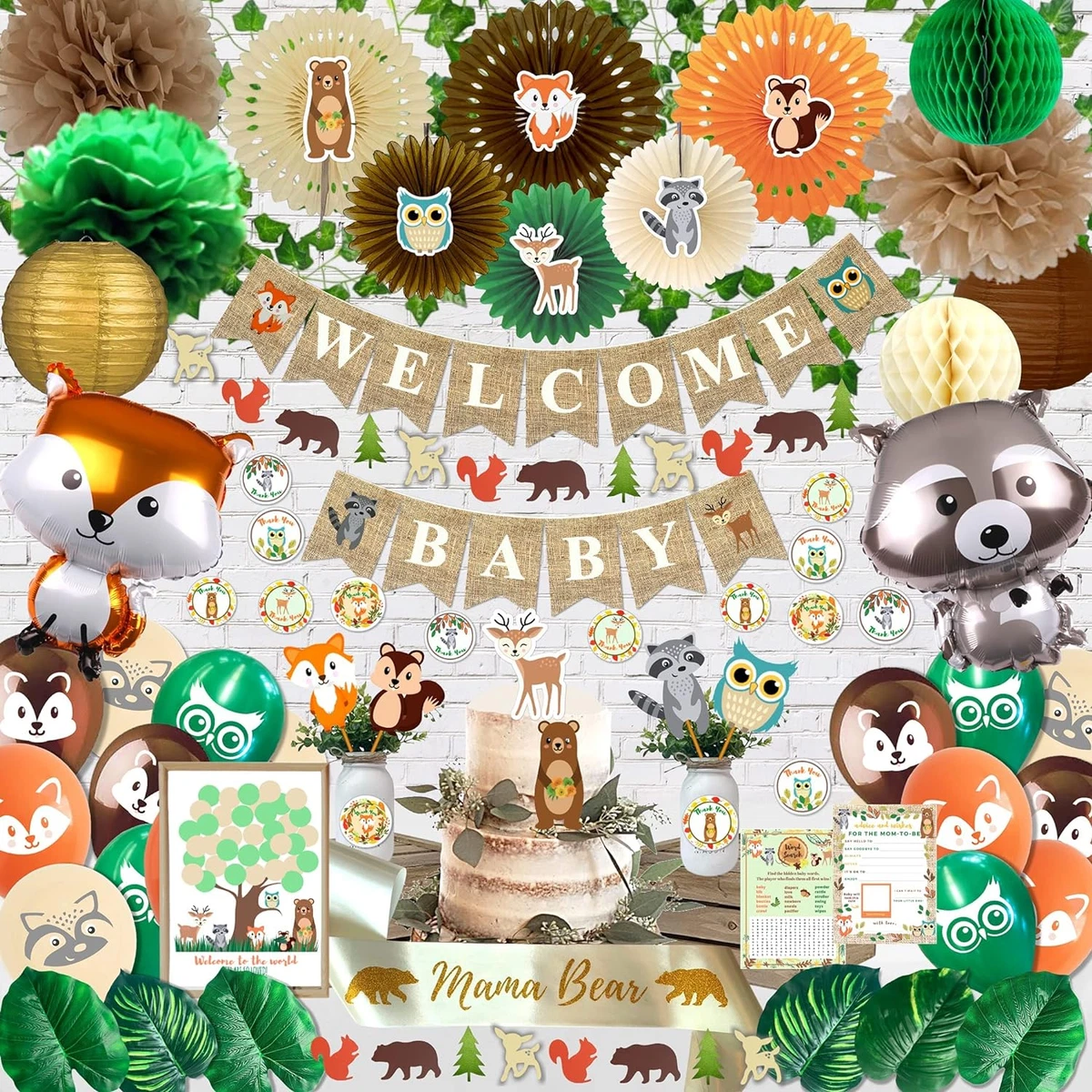 429 Pieces Woodland Baby Shower Decorations for Boy or Girl Kit, Gender  Neutral