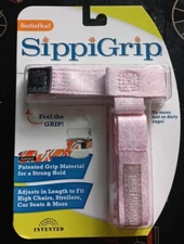  NEW -BooginHead SippiGrip Cup/Bottle/Toy/Teether Holder Tether-Pink Lotus.