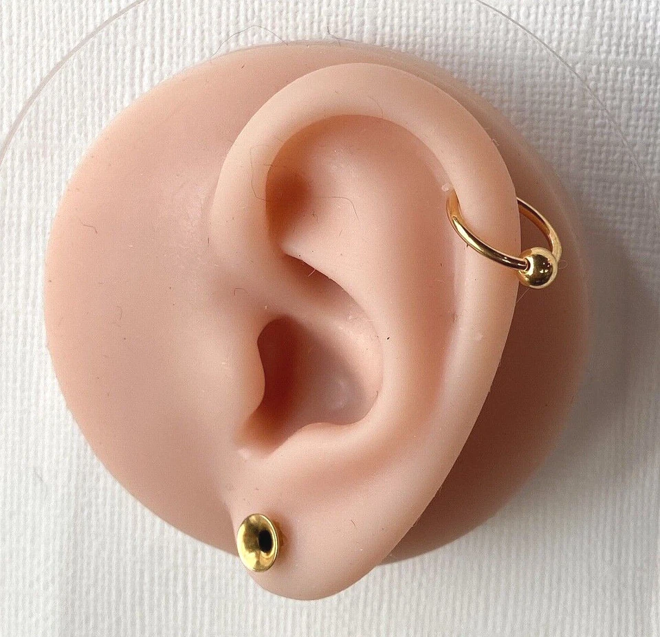 PAR de anillos de cuentas cautivas de oro para pezón, tabique, hélice, piercings Tragus de CBR Foto 4 de 4