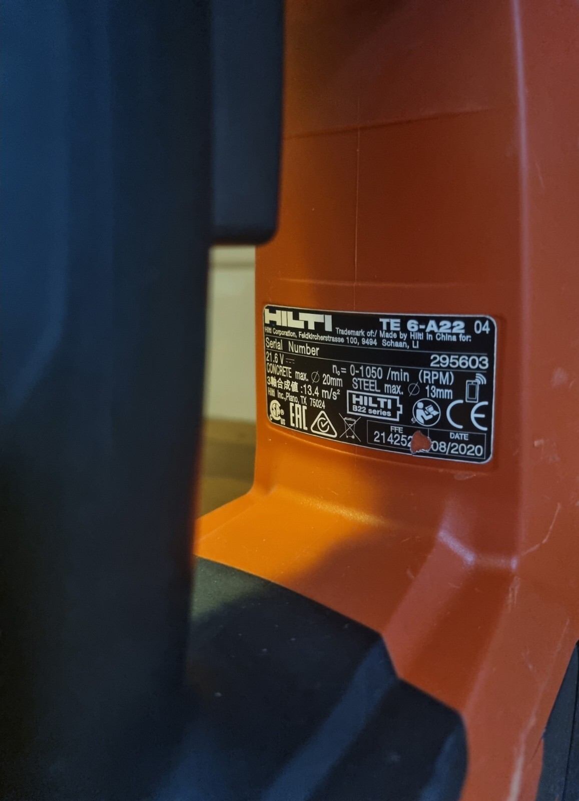 Hilti TE 6A22 Cordless Sds Hammer Drill With 2x 4.0ah Battery eBay