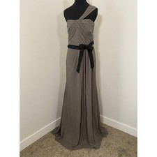 White by Vera Wang Gown Sz 8 Charcoal Gray One Shoulder Formal Grecian NWT *READ