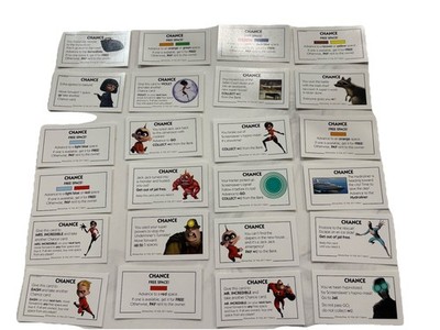 Monopoly Junior Incredibles 2 Board Game Replacement Pieces Set 24 Chance Cards