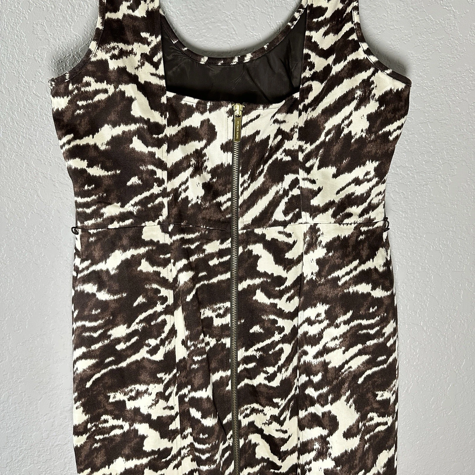 Abito body Michael Kors senza maniche stampa 12 ritagli dietro zip sexy stile Y2K