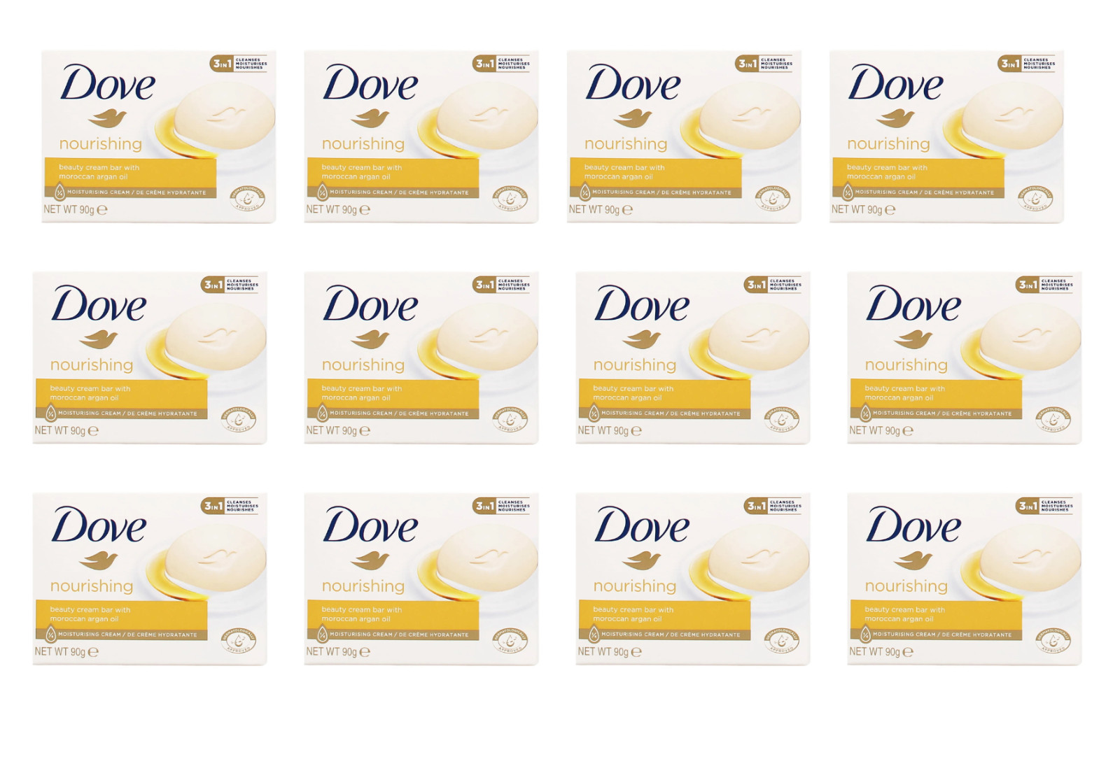 12 x 90g Dove Dove Nourishing Argan Oil Beauty Cream Bar Soap