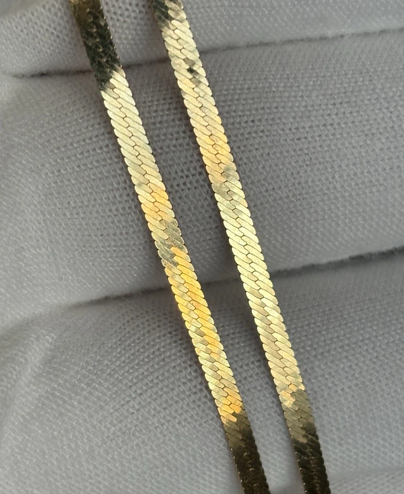 "Collar de cadena de espiga de oro de 14 k Aurafin diseño reversible de 18"" tiene torceduras/doblación" Foto 2 de 4