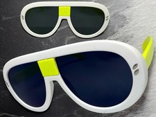 Oversized Vintage Retro Shield Style Party Raver DJ SUNGLASSES Large White Frame