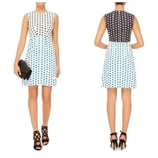 J.W. Anderson Dress Size 4 Polka Dot Multi A-Line Shift Denim Sleeveless