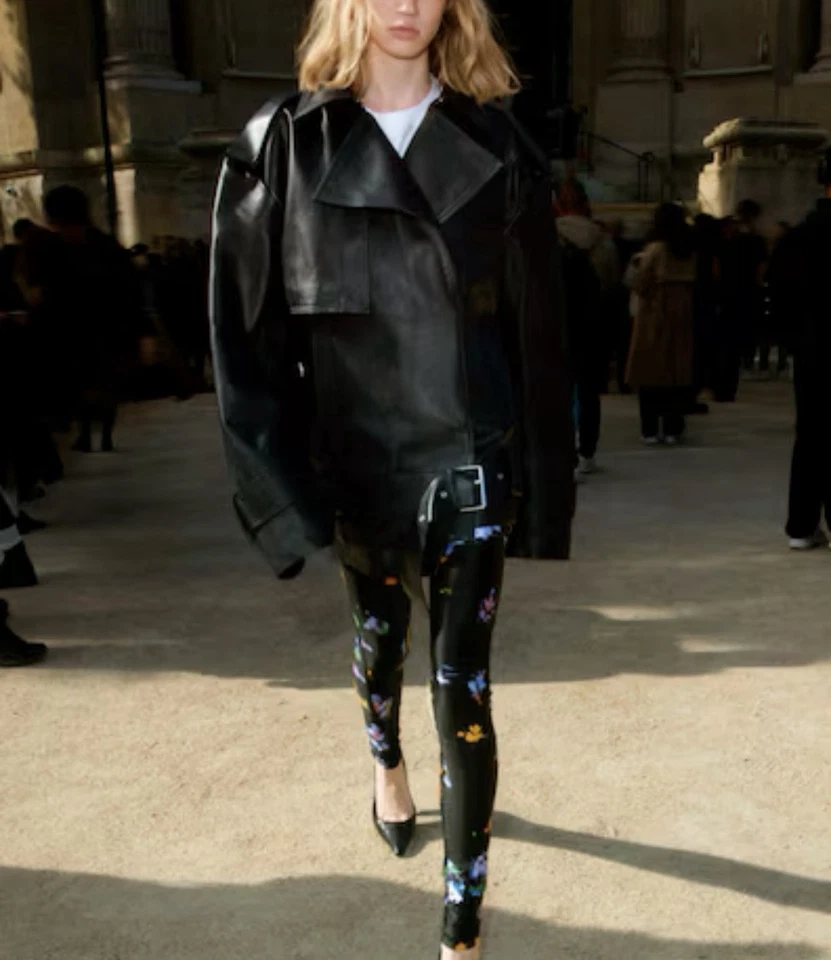 H&M Studio Collection Oversized Leather Jacket For Women (Midnight blue) XXL.NWT