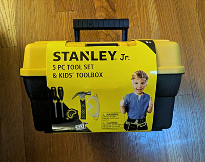 Stanley Jr. 5 Pc Kids Tool Set & Toolbox Yellow/Black, Ages 5+ (4-7)