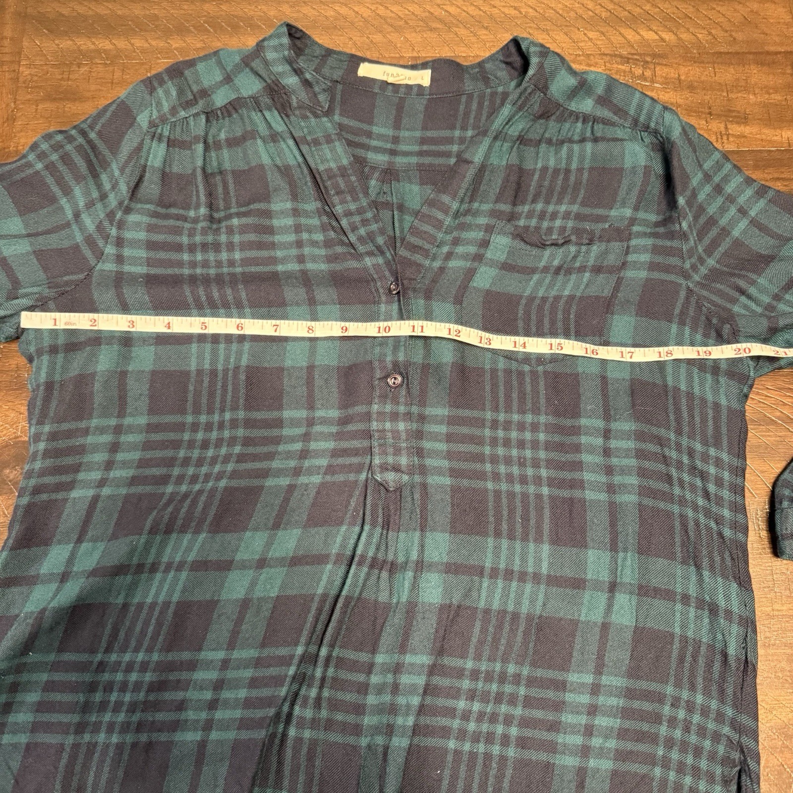 FUN2FUN Mackenzie Split Neck Henley Top- Blue/Gre… - image 7