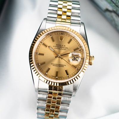 Rolex Datejust 16233 Stahl/Gold Champagner - Box, Invoice + Revision 2026
