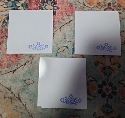 Lot Of 3 Damaged Corelle Cornflower Square 5 7/8  Ceramic Tile Trivets