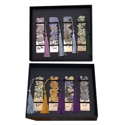 4Pcs Hollow Metal Bookmarks Oil Painting Bookmarks for Teacher Book Lover Reader