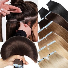 Invisible Tape In Skin Weft Real Remy Human Hair Extensions 60-80pcs Full Head