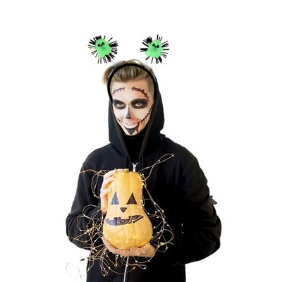 Glow in Dark Hair Hoop Bat Specter Headband Lovely Halloween Hat with Pumpkin