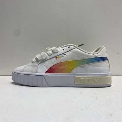 Puma Cali Star Rainbow White Leather Platform Sneakers Women's Size 9