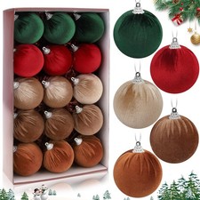 15pcs Velvet Christmas Ornaments Balls 2.35" Christmas Tree Decorations Ball ...