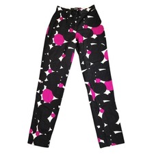 Versace Trousers Womens 24x29 Black Pink Abstract Polka Dot Ankle Zip VTG Versus