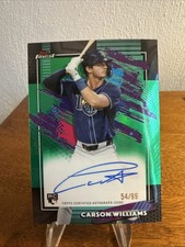 2026 Topps Finest Carson Williams Rookie Green /99 On Card Auto Tampa Bay Rays. rookie card picture