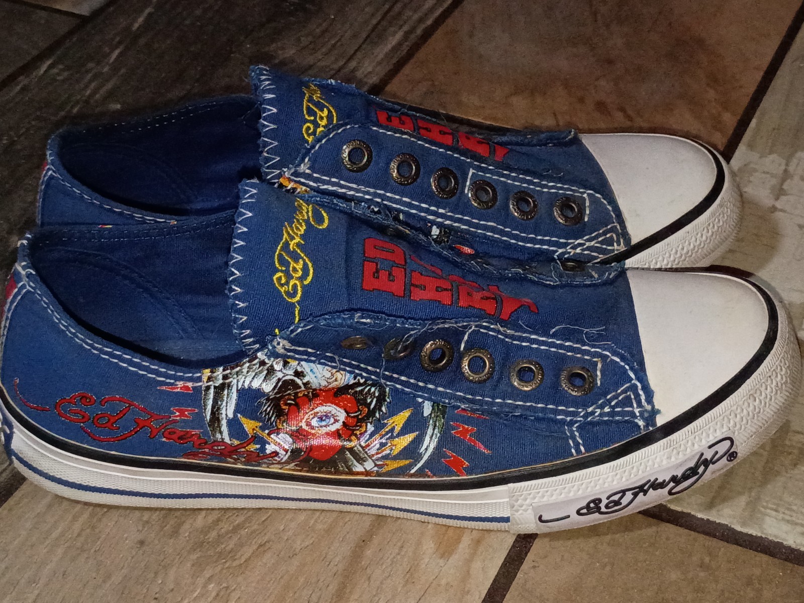 Vintage Y2K Ed Hardy Shoes Sneaker Laceless Size 7! RARE! FR