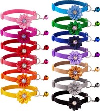 13Pcs Puppy Collars, Cat ID Collars with Bell Adjustable 19-32cm, Flower Soft