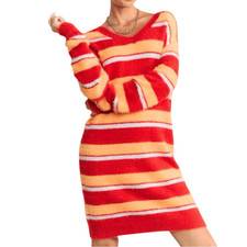 Striped Red and Orange Sweater Dress. Size S. NWT