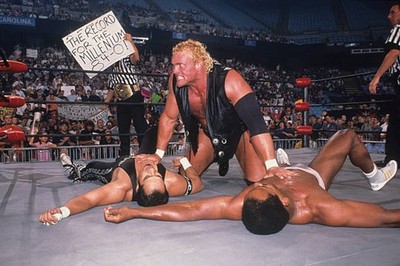 Sid looks on over Silver King Norman Smiley during Monday Nitr- Wrestling Photo