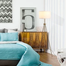 59.75" Tripod Floor Lamp with Pull Chain Standing, Fabric Lampshade E26 Lamp ...