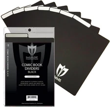 25ct Max Protection Comic Book Dividers with Innovative Flex Fold Tabs, Black