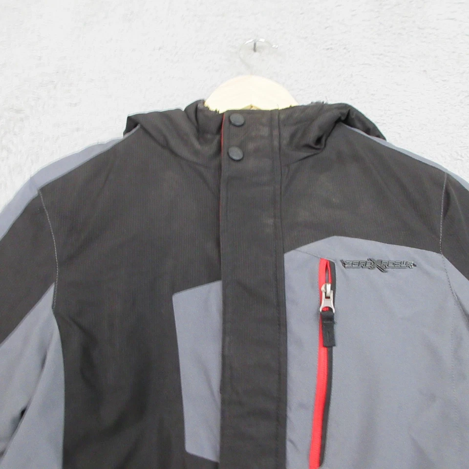 ZeroXposur Jacket Boys Medium 10/12 Black Gray Hooded Weather Resistant Ski - Image 4 of 4