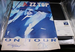 ZZ Top Signed 24x30 Tour Poster Billy Gibbons/Hill/Beard Autograph JSA ZJ23809