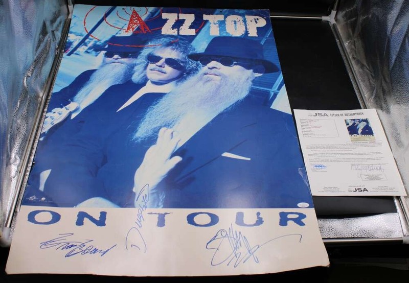 ZZ Top Signed 24x30 Tour Poster Billy Gibbons/Hill/Beard Autograph JSA ZJ23809
