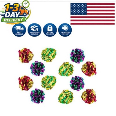 12 Pack  Mylar Crinkle Balls - Interactive Cat Toys for Fun & Exercise