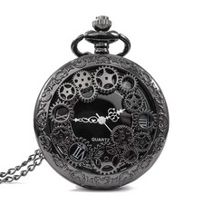 Hollow Quartz Pocket Watch Necklace Pendant