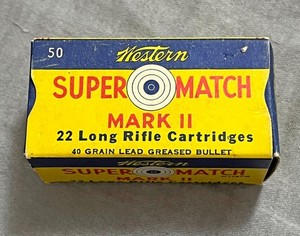 Vintage Western Super Match Mark II 22 LR EMPTY K1267R *Box Only* Olin Ammo Box