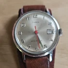 Timex Marlin Women’s Manual Wind Wristwatch Date Silver Dial Brown Leather