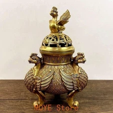 Copper Incense Burner Three Leg Phoenix Height 23cm Width 13cm Dia 6.5cm