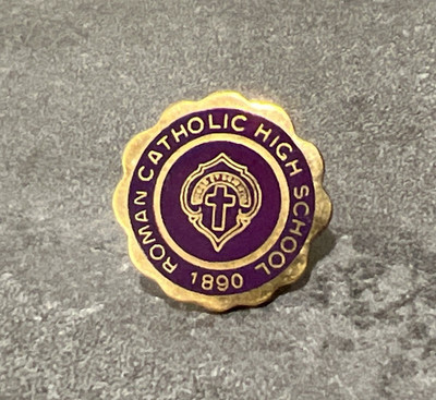 Vintage Gold Tone Roman Catholic High School 1890 Lapel Pin (Simons Bros.?)