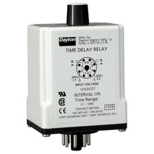 Dayton Single Function Time Delay Relay, Octal, On Delay, 1 Functions 120V AC,