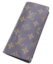 LOUIS VUITTON Monogram Etui Lunettes Simple Glasses Case Brown Used