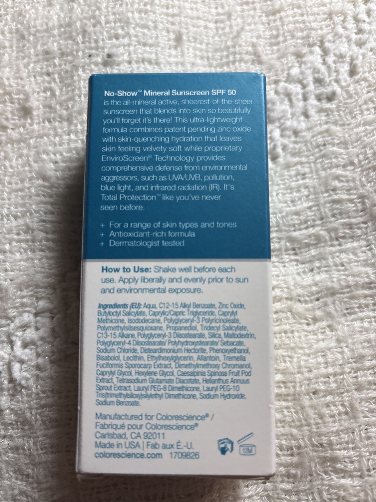 Colorescience Total Protection No-Show Mineral Sunscreen SPF 50  1.7 Oz, Ex 2/26