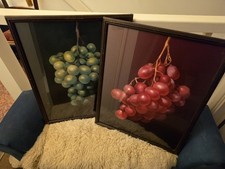 Still-Life Art Print Hanging Grapes Stylet To Oil Painting By Ream