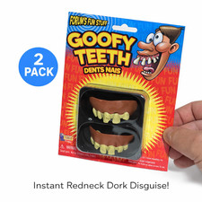 2 GOOFY JOKE TEETH Nerd Fake Funny Hillbilly Bad Halloween Set Ugly Buck Rubber