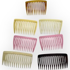 Vintage Goody Hair Side Combs Lot of 7 Plastic 4B USA Pink Cream Brown Tortoise